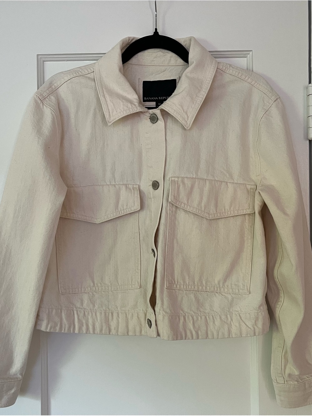 Banana Republic Cream Cotton Boxy Jean Jacket